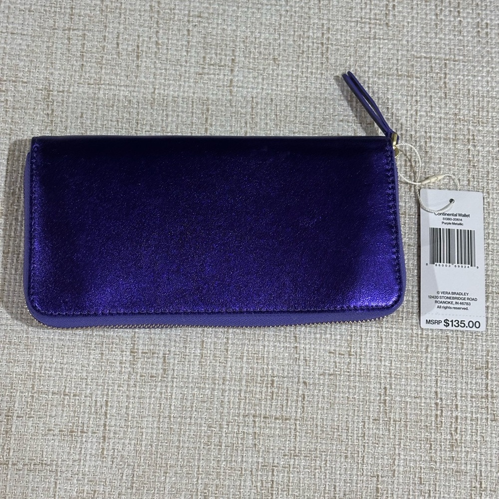Vera Bradley Continental Purple Metallic Wallet
